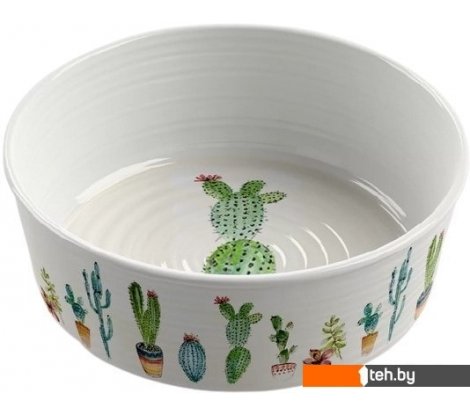  - Миски, поилки, кормушки для животных TarHong Cactus PDR5067PBSC (белый с рисунком) - Cactus PDR5067PBSC (белый с рисунком)
