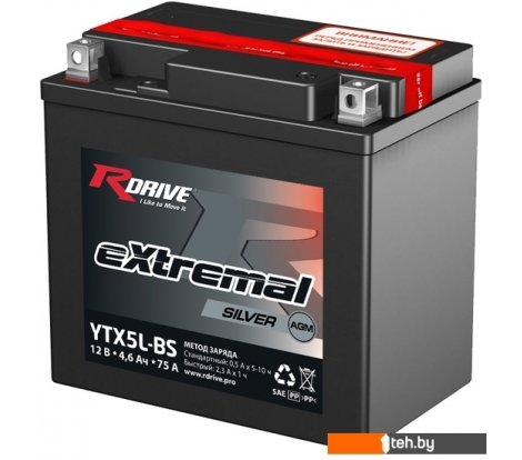  - Мотоциклетные аккумуляторы RDrive eXtremal Silver YTX5L-BS (4.6 А·ч) - eXtremal Silver YTX5L-BS (4.6 А·ч)