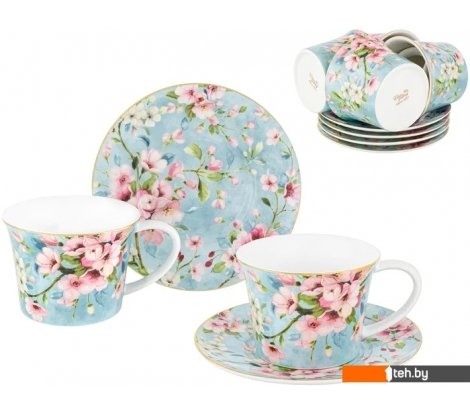  - Кружки, чашки, стаканы для горячих напитков Elan Gallery Яблоневый цвет на голубом 420438 - Яблоневый цвет на голубом 420438