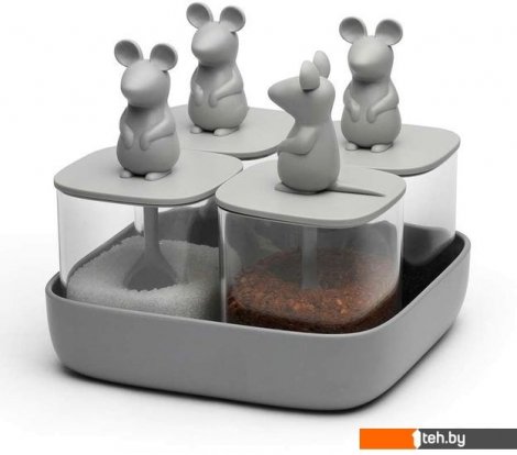  - Посуда для хранения продуктов Qualy Mouse Seasoning QL10366-CL-GY - Mouse Seasoning QL10366-CL-GY