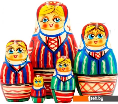  - Развивающие игрушки Брестская Фабрика Сувениров В белорусском традиционном платье с орнаментом (набор 5 шт) - В белорусском традиционном платье с орнаментом (набор 5 шт)