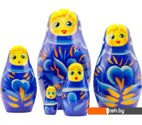  - Развивающие игрушки Брестская Фабрика Сувениров Синяя с цветами (набор 5 шт) - Синяя с цветами (набор 5 шт)