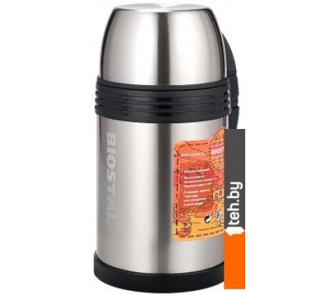  - Термосы, термокружки и многоразовые стаканы БИОСТАЛЬ NGP-1200P (серебристый) - NGP-1200P (серебристый)