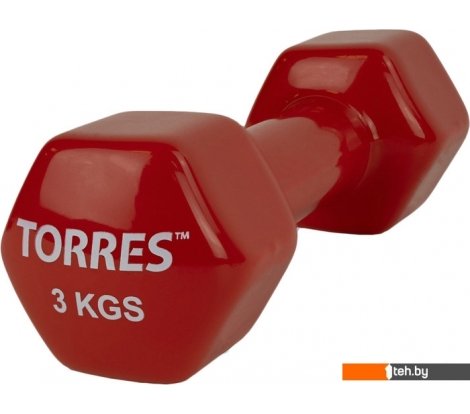  - Гантели, гири, штанги Torres PL522205 3 кг (красный) - PL522205 3 кг (красный)