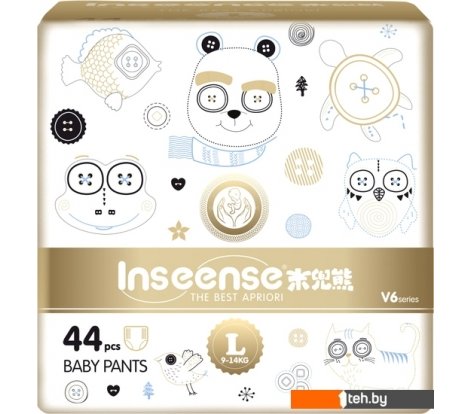  - Детские подгузники Inseense Супертонкие V6 L 9-14 кг Ins44gold (44 шт) - Супертонкие V6 L 9-14 кг Ins44gold (44 шт)