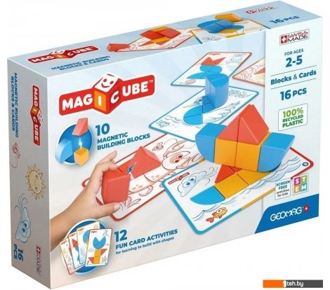  - Развивающие игрушки Geomag Магнитные кубики фигуры и карточки GM302 - Магнитные кубики фигуры и карточки GM302
