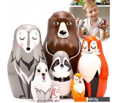  - Развивающие игрушки Брестская Фабрика Сувениров Матрешка Милые лесные животные (набор 7 шт) - Матрешка Милые лесные животные (набор 7 шт)