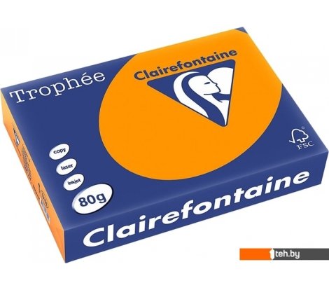  - Бумага и материалы для печати Clairefontaine Trophee пастель A4 80 г/кв.м 500 л (оранжевый) - Trophee пастель A4 80 г/кв.м 500 л (оранжевый)