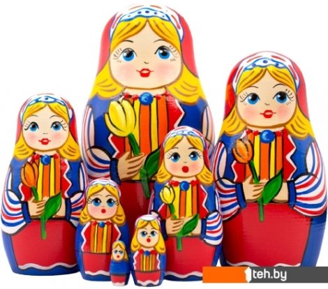  - Развивающие игрушки Брестская Фабрика Сувениров С тюльпанами в народном голландском костюме (набор 7 шт) - С тюльпанами в народном голландском костюме (набор 7 шт)