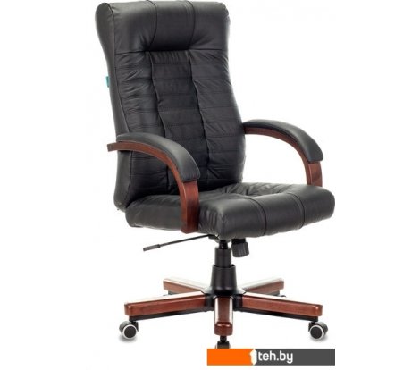  - Офисные кресла и стулья Бюрократ KB-10WALNUT/B/LEATH (черный) - KB-10WALNUT/B/LEATH (черный)