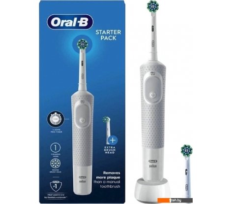  - Электрические зубные щетки и ирригаторы Oral-B Vitality D100 Starterkit + 2 насадки (серый) - Vitality D100 Starterkit + 2 насадки (серый)