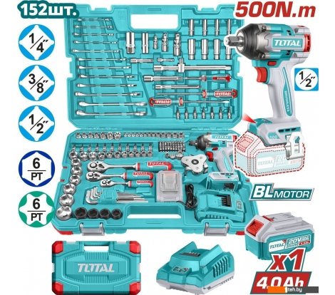  - Наборы электроинструментов Total THKTHP31522 (гайковерт, 1 АКБ, набор инструментов) - THKTHP31522 (гайковерт, 1 АКБ, набор инструментов)