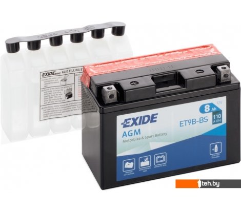  - Мотоциклетные аккумуляторы Exide ET9B-BS (8 А·ч) - ET9B-BS (8 А·ч)