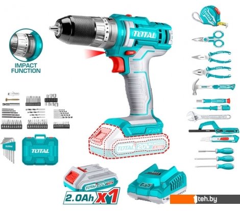  - Шуруповерты, гайковерты, электроотвертки Total THKTHP11652 (с 1-м АКБ, кейс, набор оснастки) - THKTHP11652 (с 1-м АКБ, кейс, набор оснастки)