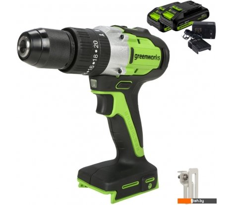  - Шуруповерты, гайковерты, электроотвертки Greenworks GD24DD60 3704107CUC (с 2-мя АКБ) - GD24DD60 3704107CUC (с 2-мя АКБ)