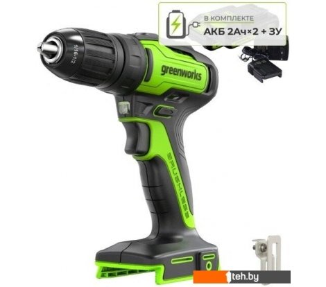  - Шуруповерты, гайковерты, электроотвертки Greenworks GD24DD35K2 3704007CUC (с 2-мя АКБ) - GD24DD35K2 3704007CUC (с 2-мя АКБ)