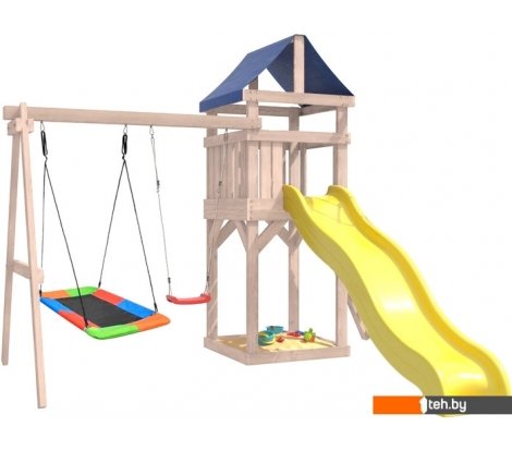  - Детские спортивные комплексы и игровые площадки National Tree Company С качелями лодочка и прямоугольным гнездом IgroWoods ДКНП-9 (не окрашен) - С качелями лодочка и прямоугольным гнездом IgroWoods ДКНП-9 (не окрашен)