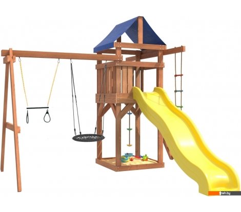  - Детские спортивные комплексы и игровые площадки National Tree Company С трапецией и качелями гнездо 60 IgroWoods ДП-14 - С трапецией и качелями гнездо 60 IgroWoods ДП-14