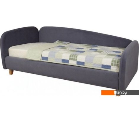  - Кровати DiArt Альба 0.9 левая (велюр Ultra grafit/ножки светлые) - Альба 0.9 левая (велюр Ultra grafit/ножки светлые)