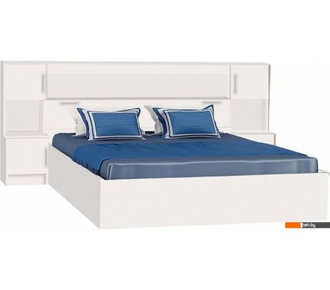  - Кровати МДК КР314 160x200/1020x2352x2232 с закроватным модулем (белый) - КР314 160x200/1020x2352x2232 с закроватным модулем (белый)