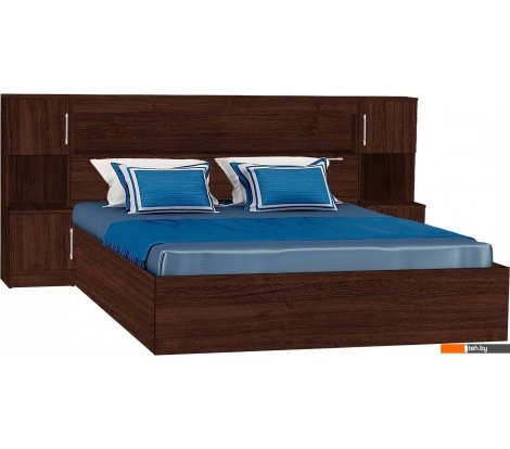  - Кровати МДК КР314 160x200/1020x2352x2232 с закроватным модулем (венге) - КР314 160x200/1020x2352x2232 с закроватным модулем (венге)