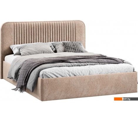  - Кровати Трия Тиффани Тип 1 c ПМ и заглушиной 160x200 (микровелюр Wellmart Dark Beige) - Тиффани Тип 1 c ПМ и заглушиной 160x200 (микровелюр Wellmart Dark Beige)