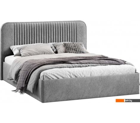  - Кровати Трия Тиффани Тип 1 c ПМ и заглушиной 160x200 (микровелюр Wellmart Silver) - Тиффани Тип 1 c ПМ и заглушиной 160x200 (микровелюр Wellmart Silver)