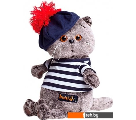  - Мягкие игрушки Basik & Co Басик в тельняшке и берете (19 см) - Басик в тельняшке и берете (19 см)