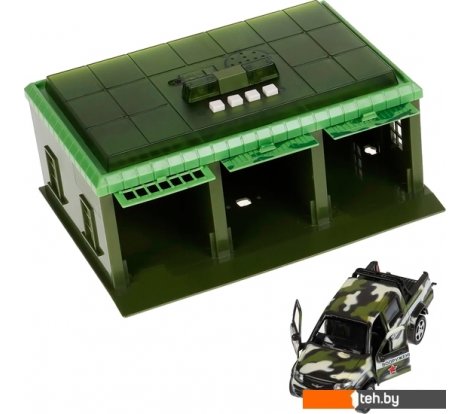  - Детские автотреки, трассы Технопарк Военная база UAZ Pickup GARAGE-22SL1XCAR-MIL - Военная база UAZ Pickup GARAGE-22SL1XCAR-MIL