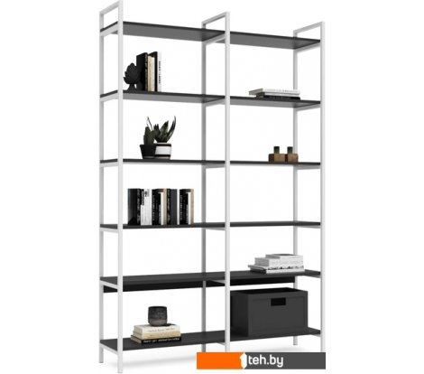  - Полки, стеллажи, системы хранения Crafto Симпл Плюс Лофт 06 1250x320x1900 (белый/графит) - Симпл Плюс Лофт 06 1250x320x1900 (белый/графит)