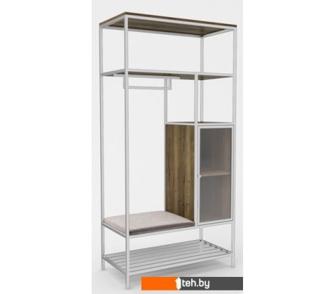  - Полки, стеллажи, системы хранения Hype Mebel Босс 100x200 (белый/дуб галифакс олово/велюр серый) - Босс 100x200 (белый/дуб галифакс олово/велюр серый)