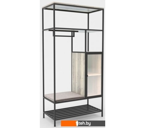  - Полки, стеллажи, системы хранения Hype Mebel Босс 100x200 (черный/древесина белая/велюр серый) - Босс 100x200 (черный/древесина белая/велюр серый)