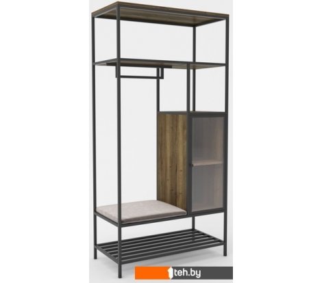  - Полки, стеллажи, системы хранения Hype Mebel Босс 100x200 (черный/дуб галифакс олово/велюр серый) - Босс 100x200 (черный/дуб галифакс олово/велюр серый)