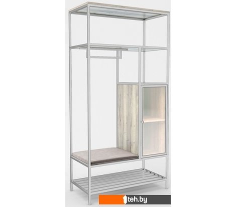  - Полки, стеллажи, системы хранения Hype Mebel Босс 120x200 (белый/древесина белая/велюр серый) - Босс 120x200 (белый/древесина белая/велюр серый)