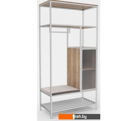  - Полки, стеллажи, системы хранения Hype Mebel Босс 120x200 (белый/дуб галифакс натуральный/велюр серый) - Босс 120x200 (белый/дуб галифакс натуральный/велюр серый)