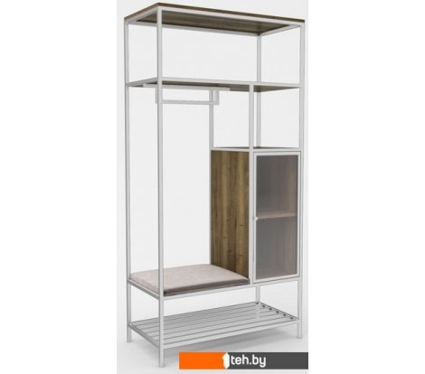  - Полки, стеллажи, системы хранения Hype Mebel Босс 120x200 (белый/дуб галифакс олово/велюр серый) - Босс 120x200 (белый/дуб галифакс олово/велюр серый)