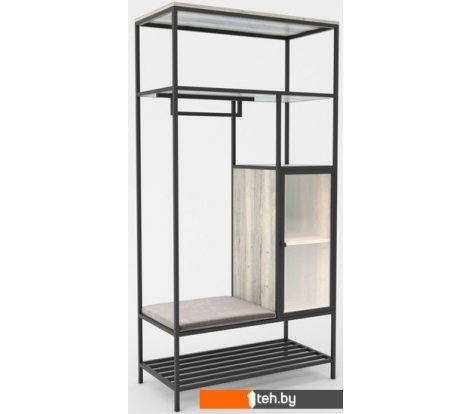  - Полки, стеллажи, системы хранения Hype Mebel Босс 120x200 (черный/древесина белая/велюр серый) - Босс 120x200 (черный/древесина белая/велюр серый)