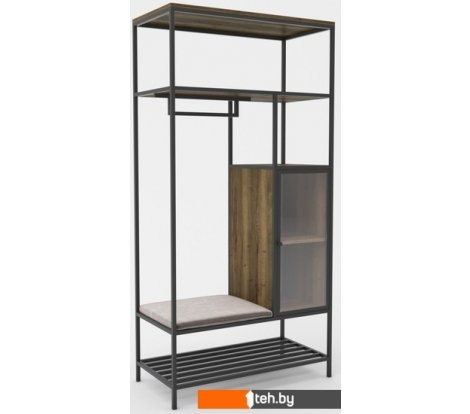  - Полки, стеллажи, системы хранения Hype Mebel Босс 120x200 (черный/дуб галифакс олово/велюр серый) - Босс 120x200 (черный/дуб галифакс олово/велюр серый)