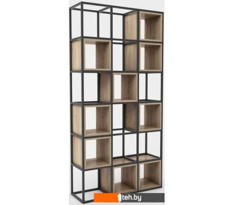  - Полки, стеллажи, системы хранения Hype Mebel Грос 105x210 (черный/дуб галифакс натуральный) - Грос 105x210 (черный/дуб галифакс натуральный)