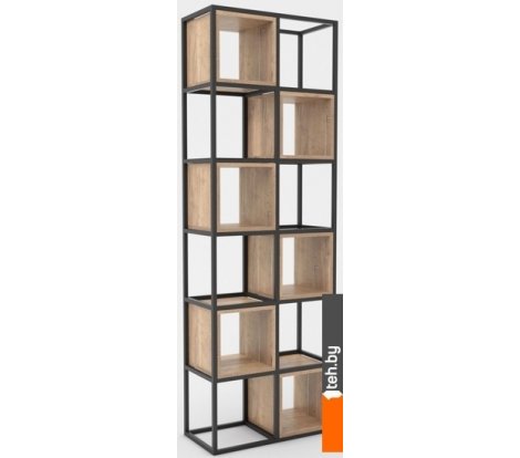  - Полки, стеллажи, системы хранения Hype Mebel Грос-2 70x210 (черный/дуб галифакс натуральный) - Грос-2 70x210 (черный/дуб галифакс натуральный)