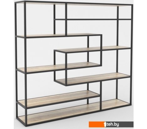  - Полки, стеллажи, системы хранения Hype Mebel Зиг-Заг 170x150 (черный/древесина белая) - Зиг-Заг 170x150 (черный/древесина белая)