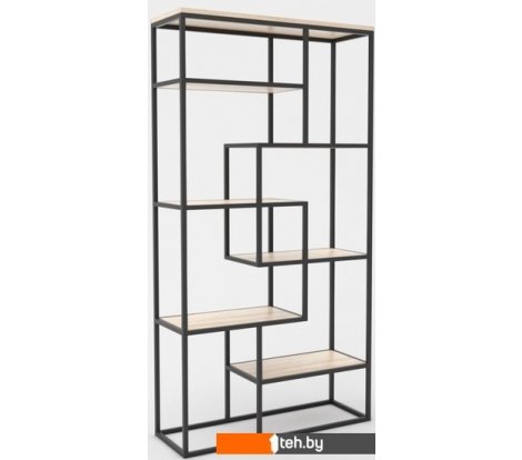  - Полки, стеллажи, системы хранения Hype Mebel Зиг-Заг-2 120x200 (черный/древесина белая) - Зиг-Заг-2 120x200 (черный/древесина белая)