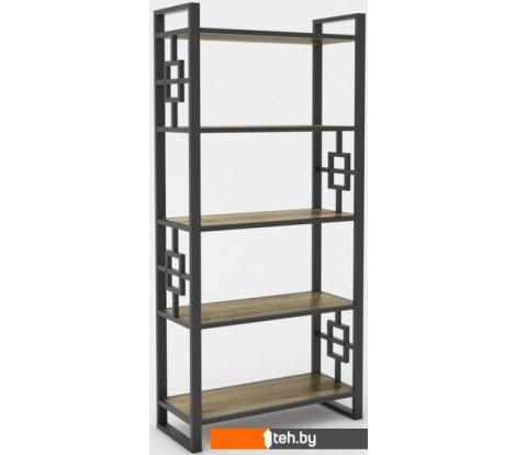  - Полки, стеллажи, системы хранения Hype Mebel Квадро 80x200 (черный/дуб галифакс олово) - Квадро 80x200 (черный/дуб галифакс олово)