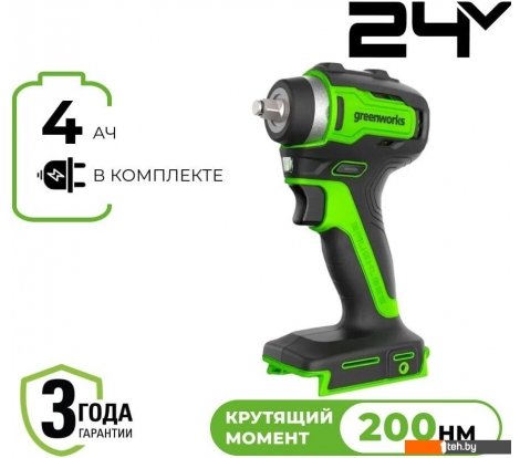  - Шуруповерты, гайковерты, электроотвертки Greenworks G24IW200 3803607CUB (с 1-им АКБ) - G24IW200 3803607CUB (с 1-им АКБ)