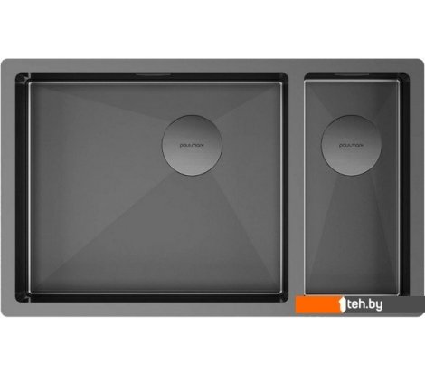  - Кухонные мойки Paulmark Next 69/2S Uni PM226944-GML (черный/вороненая сталь) - Next 69/2S Uni PM226944-GML (черный/вороненая сталь)