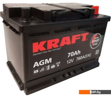  - Автомобильные аккумуляторы Kraft AGM 70 R+ - AGM 70 R+