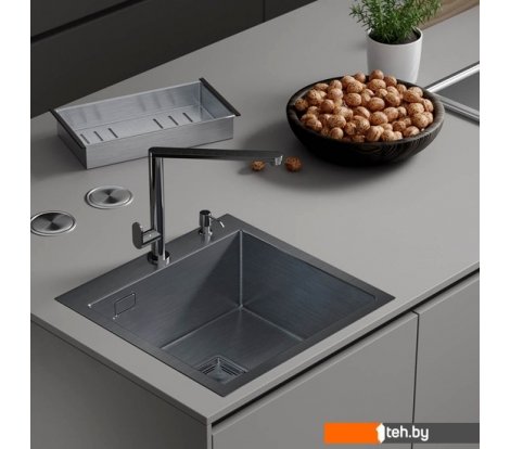  - Кухонные мойки Roxen Simple 560220-50B PVD графит (с коландером и дозатором) - Simple 560220-50B PVD графит (с коландером и дозатором)