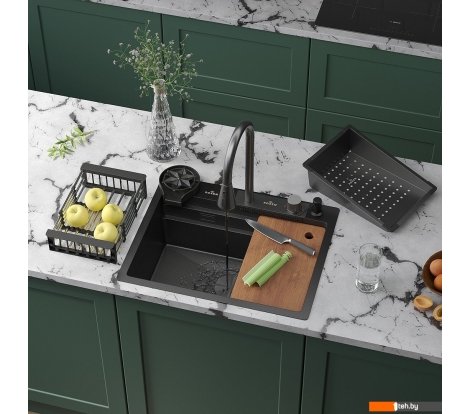  - Кухонные мойки Roxen Stage Plus 560250-60-BS многофункциональная 8 в 1 (60*48/текстурный графит) - Stage Plus 560250-60-BS многофункциональная 8 в 1 (60*48/текстурный графит)