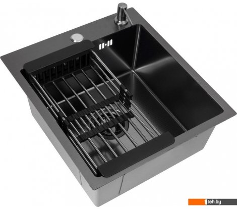  - Кухонные мойки Basic CL DS Decor 45x50 (черный, коландер, дозатор) - CL DS Decor 45x50 (черный, коландер, дозатор)
