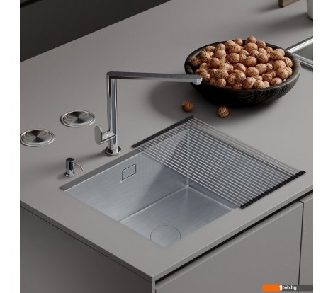  - Кухонные мойки Roxen Uno 560210-44 (440*440) сатин под столешницу (с ролл-матом и дозатором) - Uno 560210-44 (440*440) сатин под столешницу (с ролл-матом и дозатором)